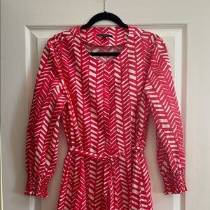 Armani Exchange Red and White Patterned Dress
